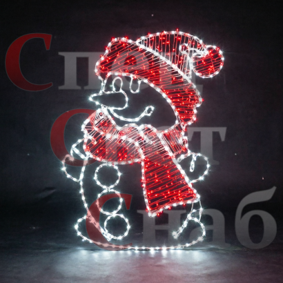 Светодиодная фигура 2 D "Снеговик" маленький красный